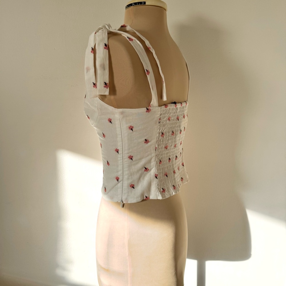 NWT Kourt Floral White Tie Strap Bustier Corset Top sz XS / 2 - Picture 6 of 16